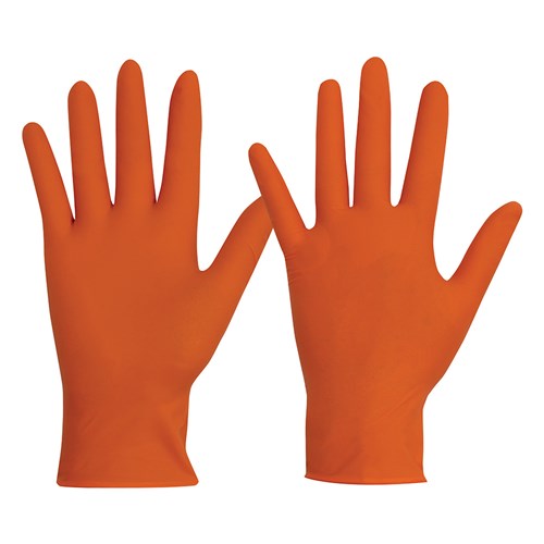 Disposable Nitrile Powder Free, Heavy Duty Gloves Orange